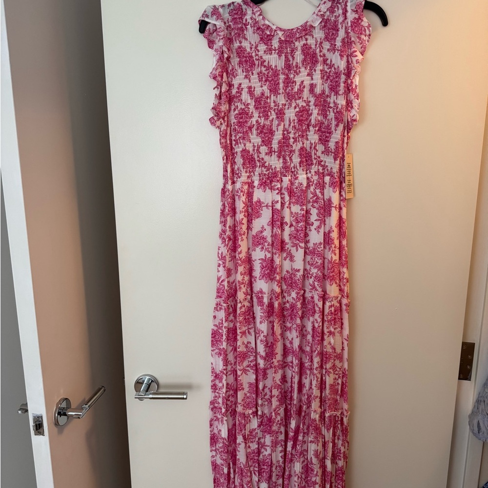 Pink and White Floral Maxi Dress